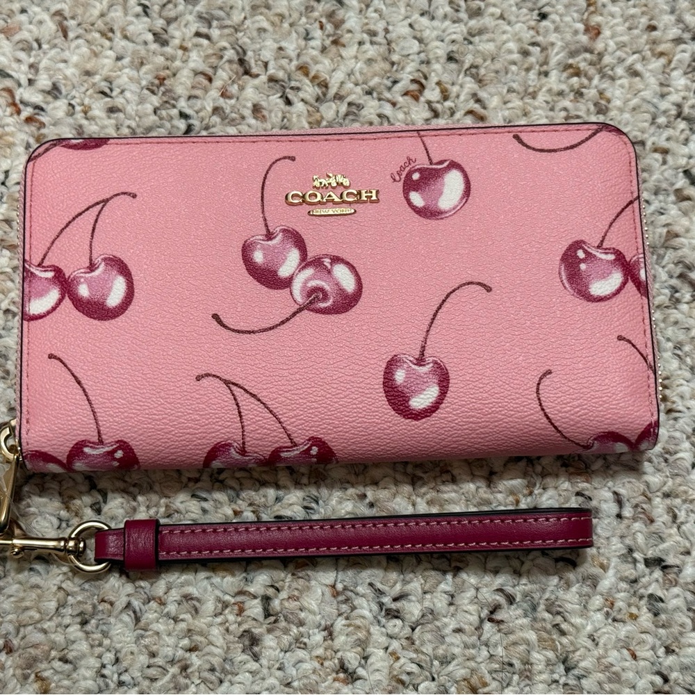 Coach Pink Cherry Print Wristlet